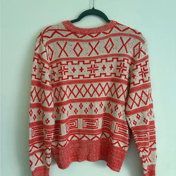 Ichi Cotton Blend Orange and White Patterned Sweater - Picture 6 of 6